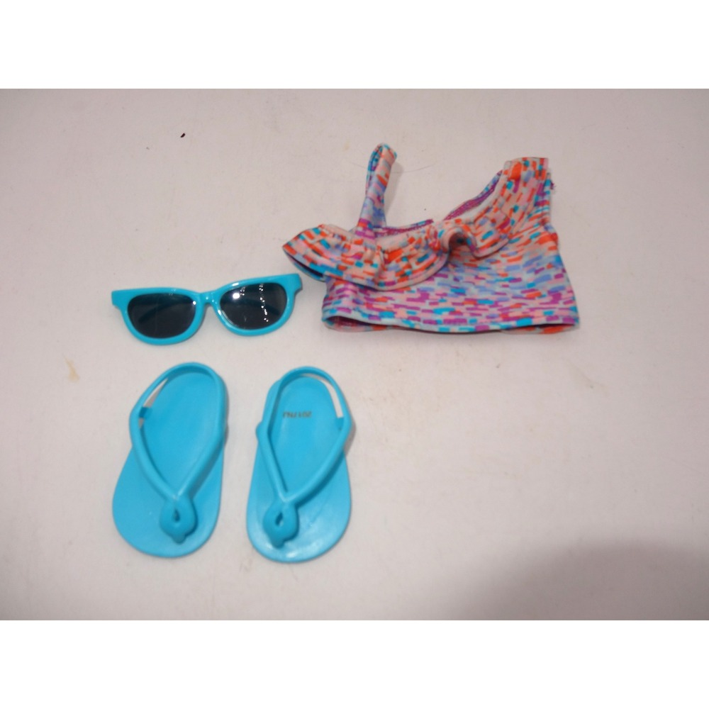 American Girl Doll Summer Fun Swimsuit Outfit Truly Me Top Glasses Flipflops